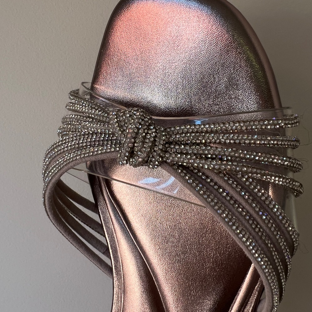 Zara Rhinestone Slides Sandals Silver 41